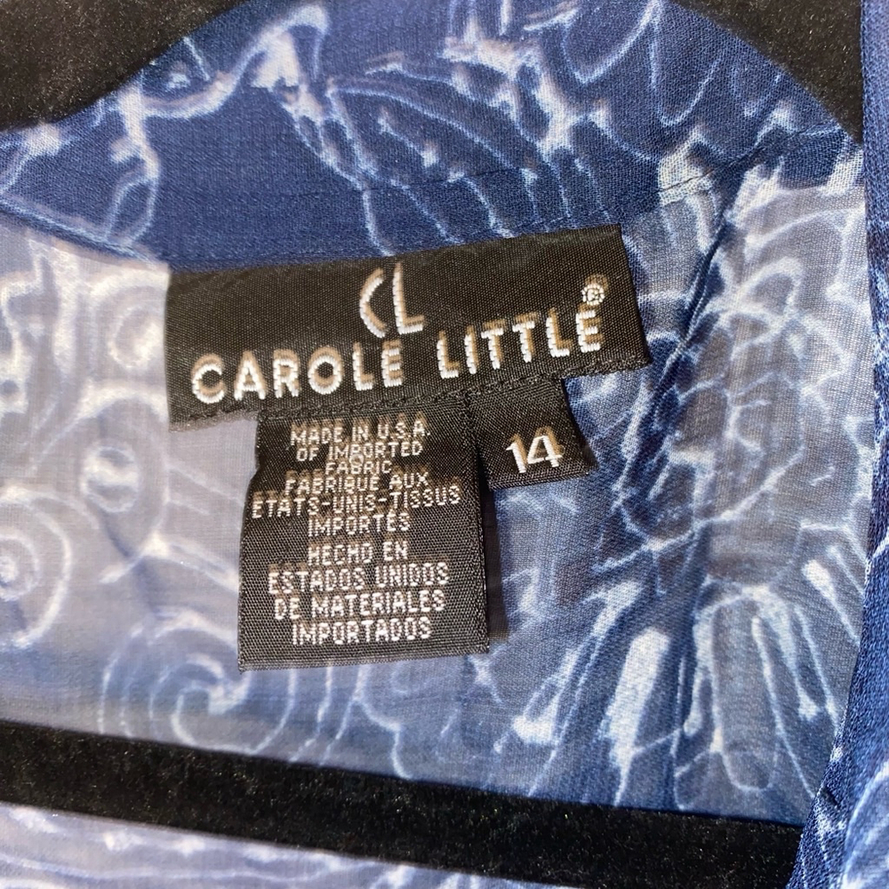 Carole Little Navy Blue Paisley Button-Front Blouse - Picture 3 of 3